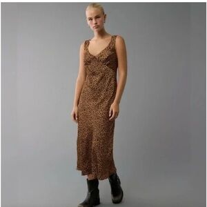American Eagle Outfitters Leopard Print / Brown and Black Slip Maxi Dress